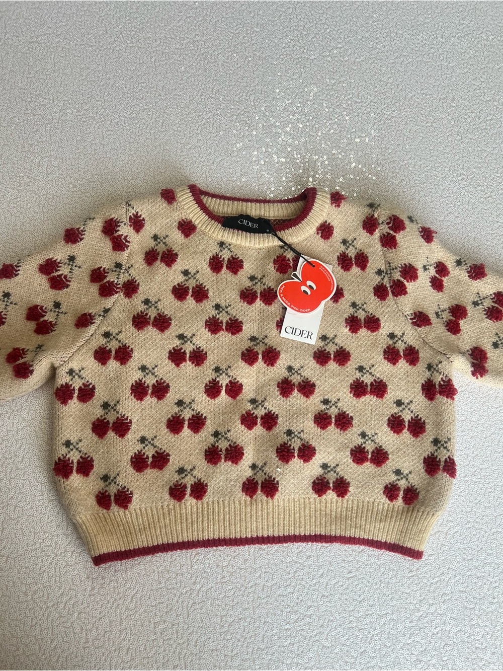 Cider Women's Cherry Pattern Knit Sweater